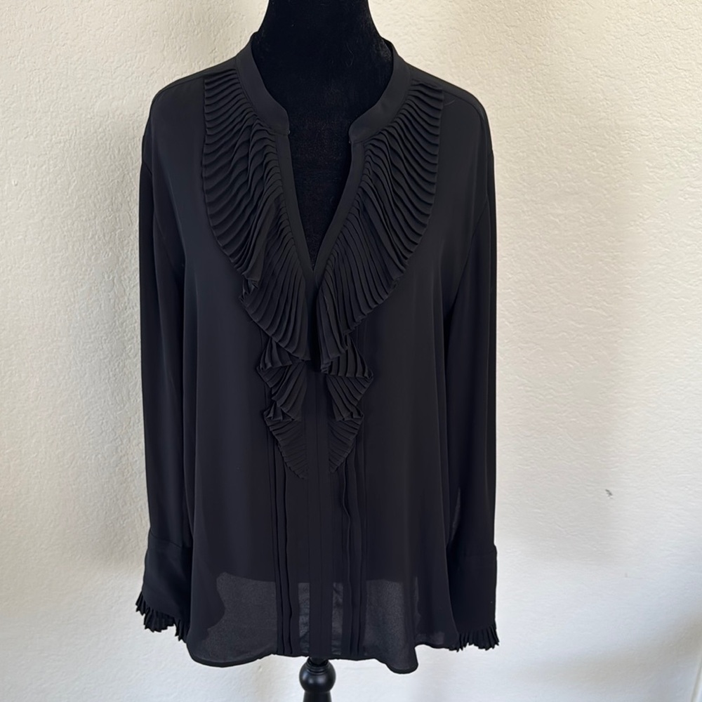 Ann Taylor Black Ruffled Blouse